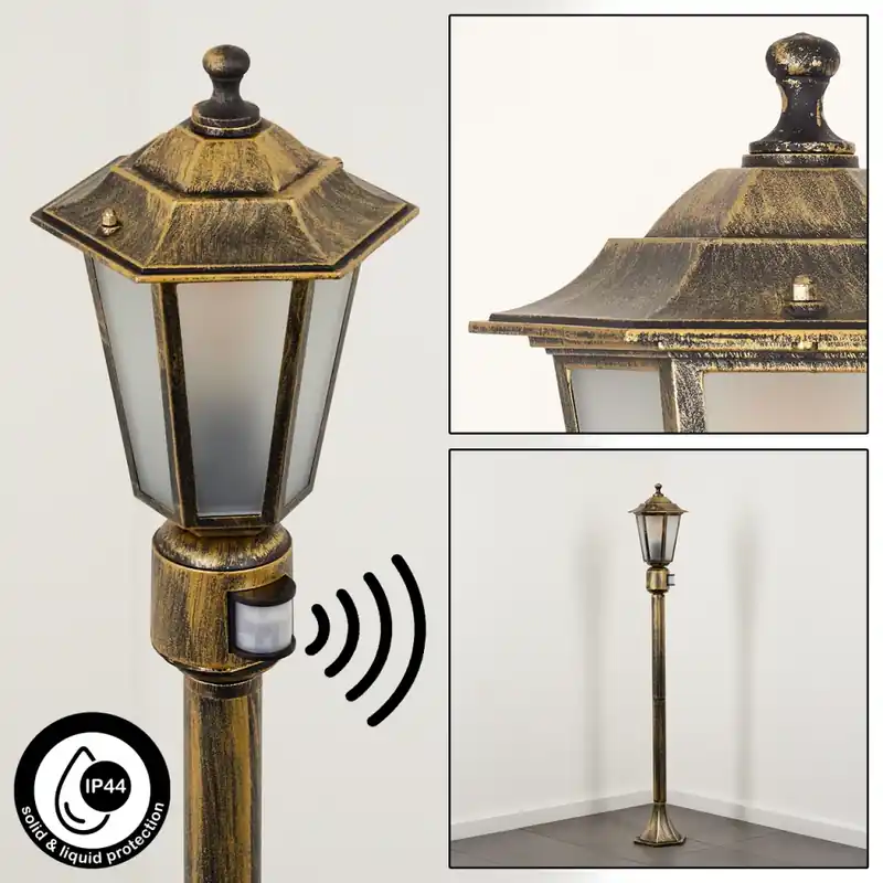 Loria Padverlichting Bruin, Goud, Zwart, 1-licht, Bewegingsmelder Exclusieve Aanbieding
