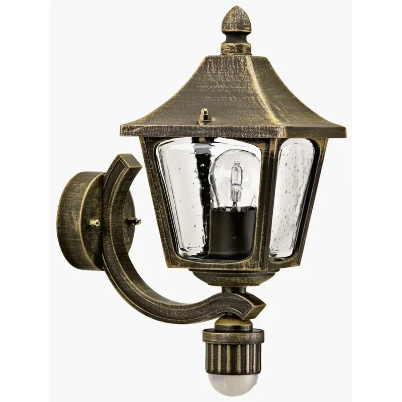 Albert 822 Buiten muurverlichting Bruin, Messing, 1-licht, Bewegingsmelder Premium