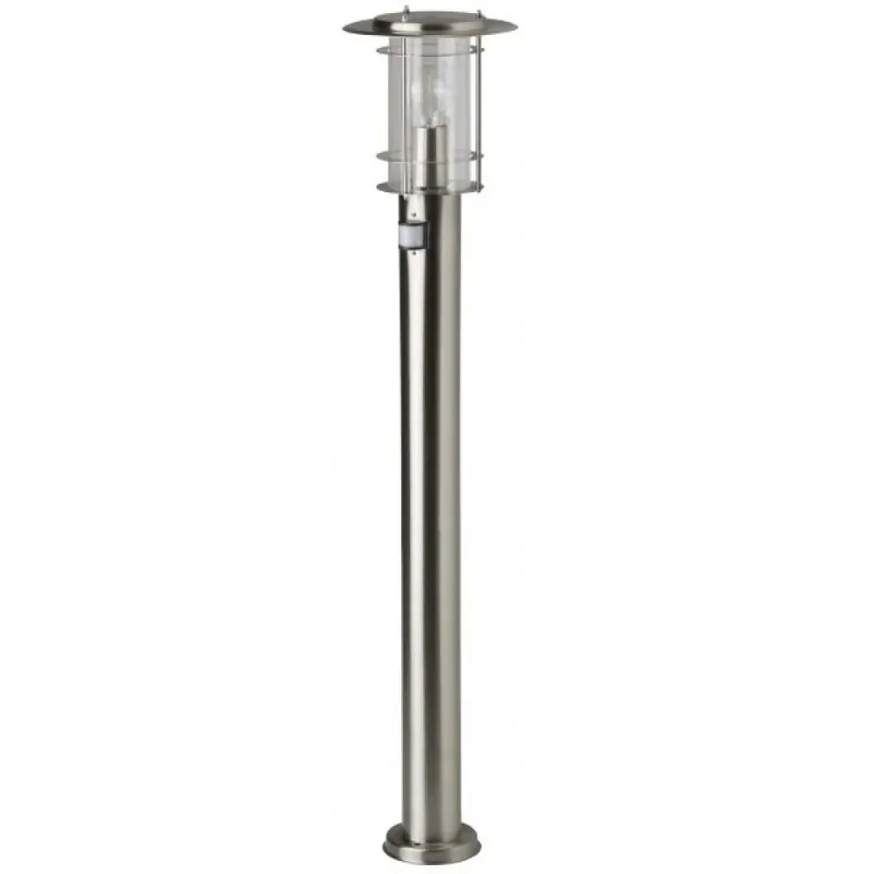 Modern Brilliant York Buiten vloer lamp roestvrij staal, 1-licht, Bewegingsmelder