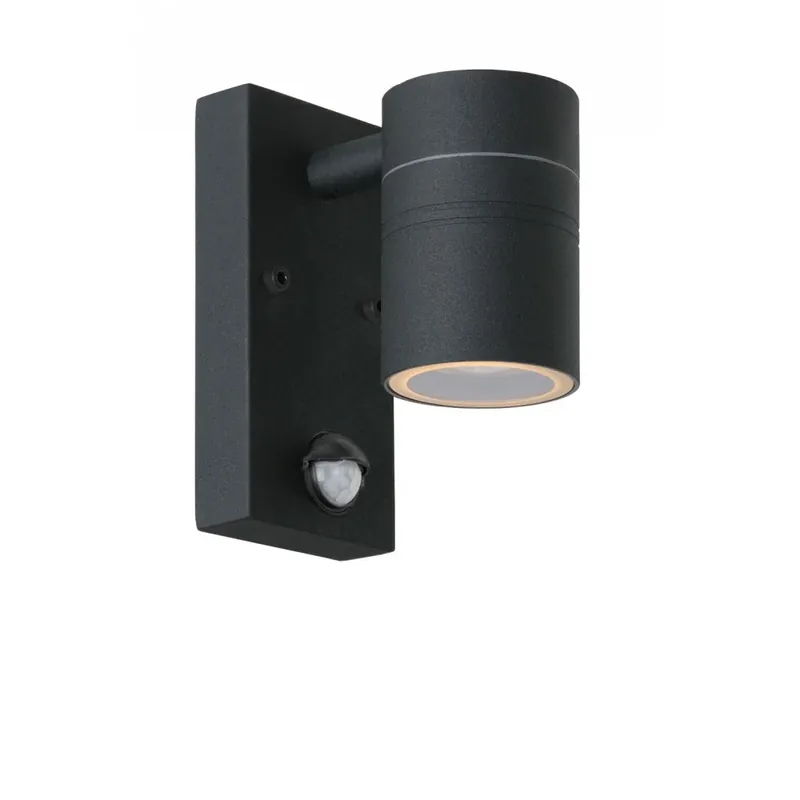 Snelle Levering Lucide ARNE Buitenlamp Zwart, 1-licht, Bewegingsmelder