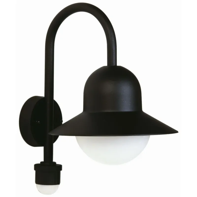 Authentiek Albert 661 Buiten muurverlichting Zwart, 1-licht, Bewegingsmelder
