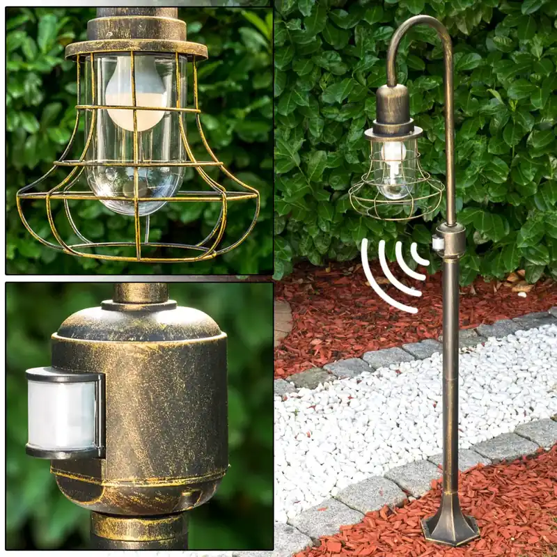 BORKAN Padverlichting Bruin, Goud, 1-licht, Bewegingsmelder Aanbieding