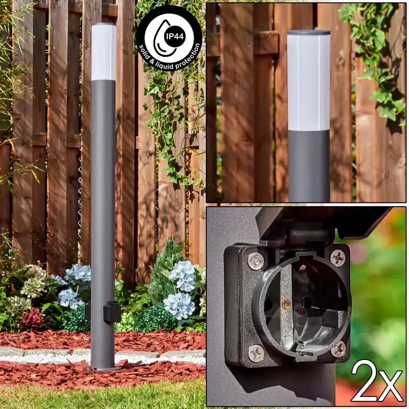 Caserta Stopcontact licht, Pad licht Antraciet, 1-licht Exclusief