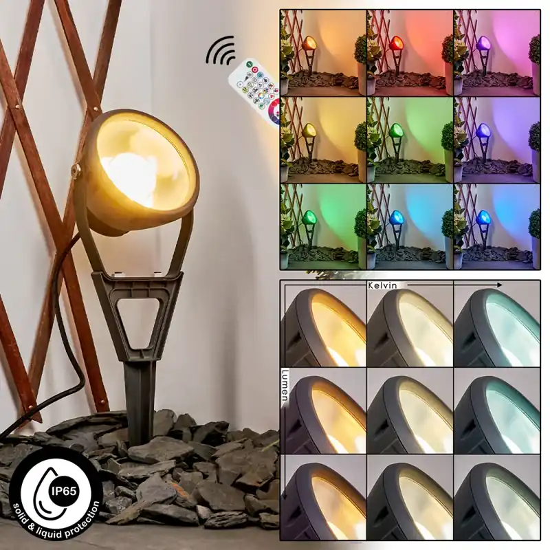 Phniet Tuinspot LED Zwart, 1-licht, Afstandsbediening, Kleurwisselaar Origineel