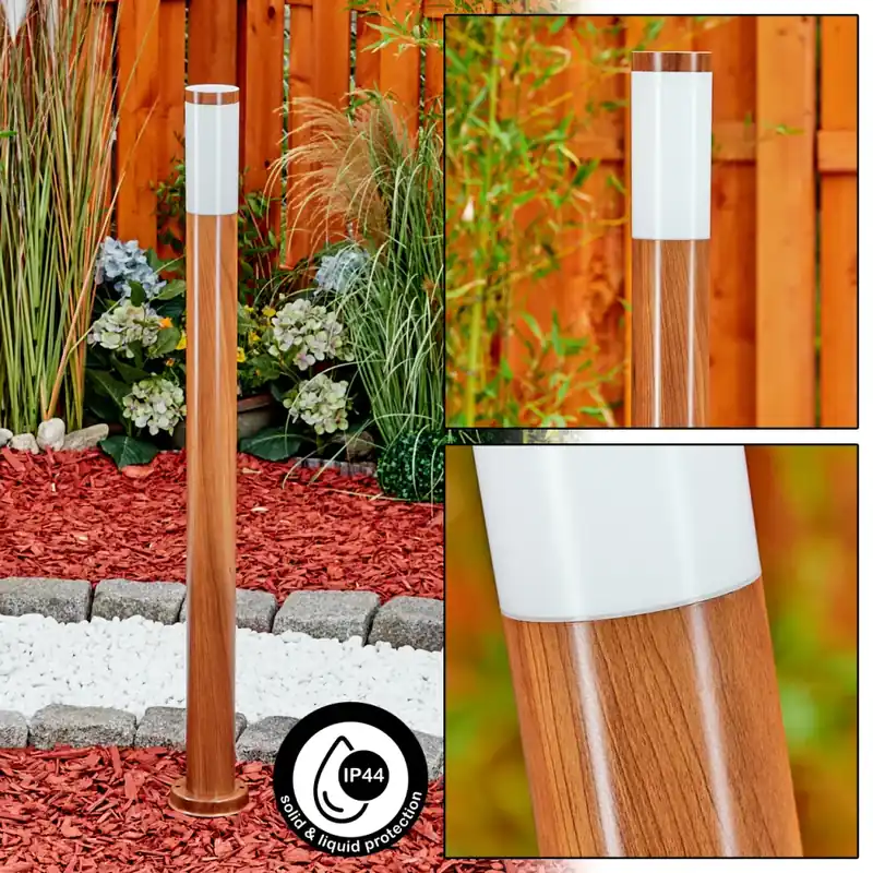 Gaborone Padverlichting Bruin, houtlook, 1-licht Authentiek