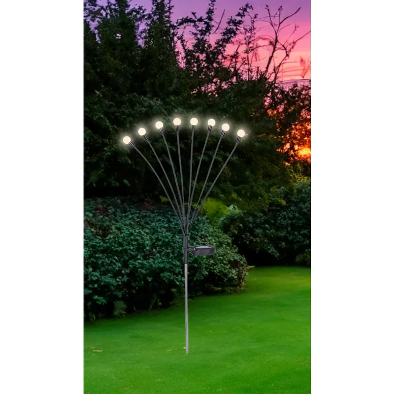 Veilige Betaling Globo SOLAR Padverlichting LED roestvrij staal, Zwart, 8-lichts