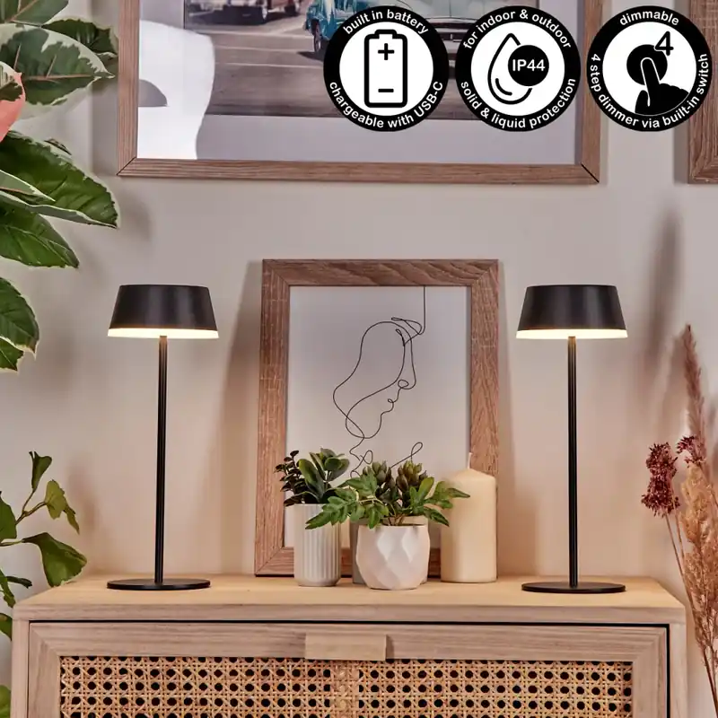 Superprijs Romdrup Buiten tafellamp, Tafellamp LED Zwart, 1-licht