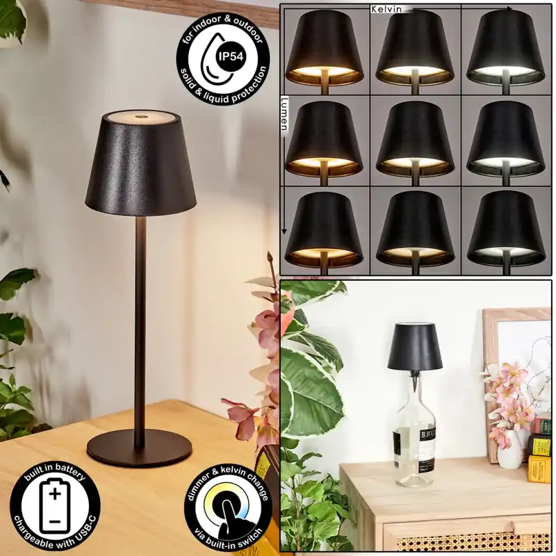 Salgadinho Buiten tafellamp, Badkamerlamp, Tafellamp LED Zwart, 1-licht Plaats Bestelling
