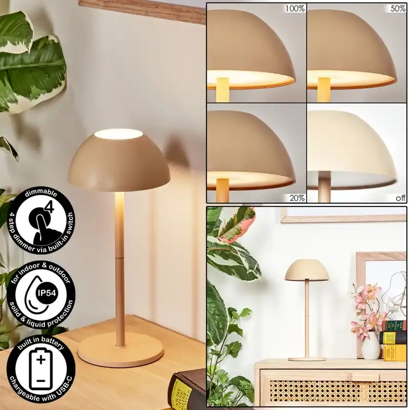 Laken Buiten tafellamp, Badkamerlamp, Tafellamp LED Beige, 1-licht Veilige Betaling