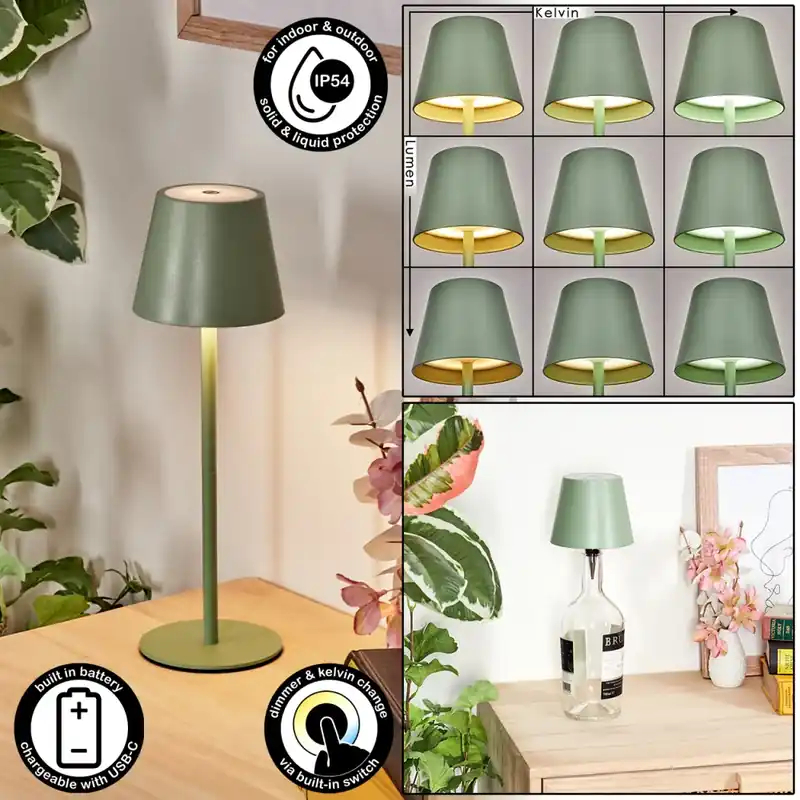 Koop Vandaag Salgadinho Buiten tafellamp, Badkamerlamp, Tafellamp LED Groen, 1-licht
