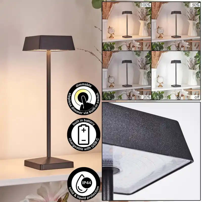 Premium Algeraz Tafellamp LED Zwart, 1-licht
