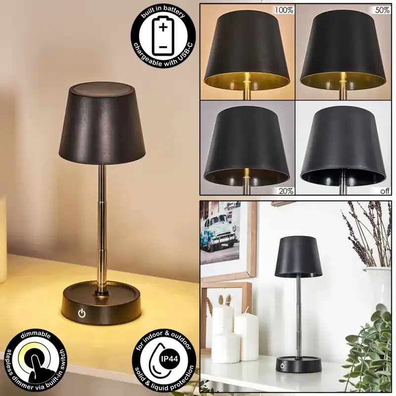 Amien Buiten tafellamp, Tafellamp LED Zwart, Zilver, 1-licht Lage Prijs