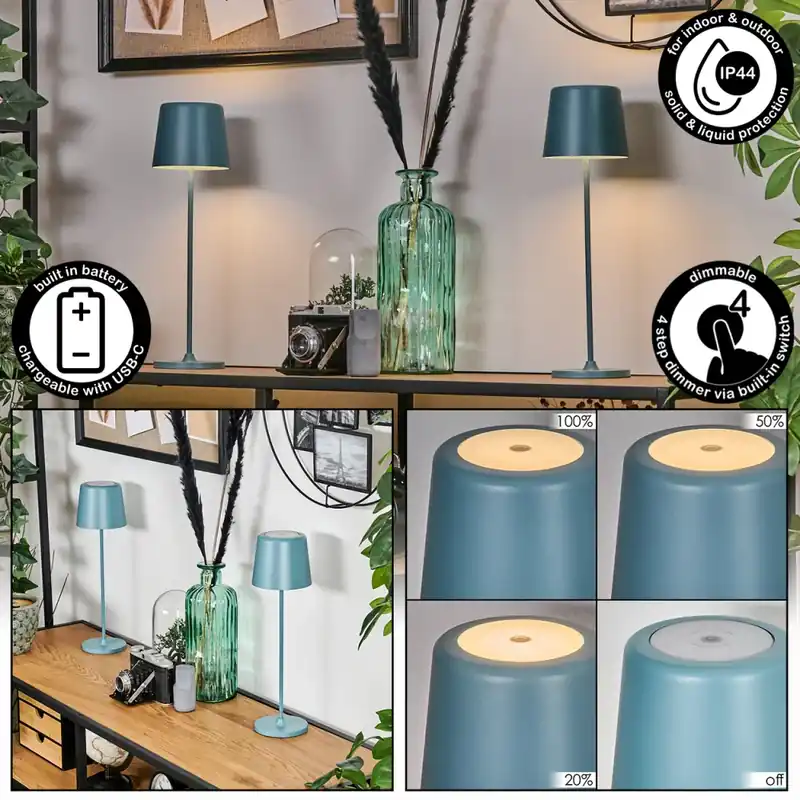 Belece Buiten tafellamp, Tafellamp LED Blauw, 1-licht Alleen Vandaag