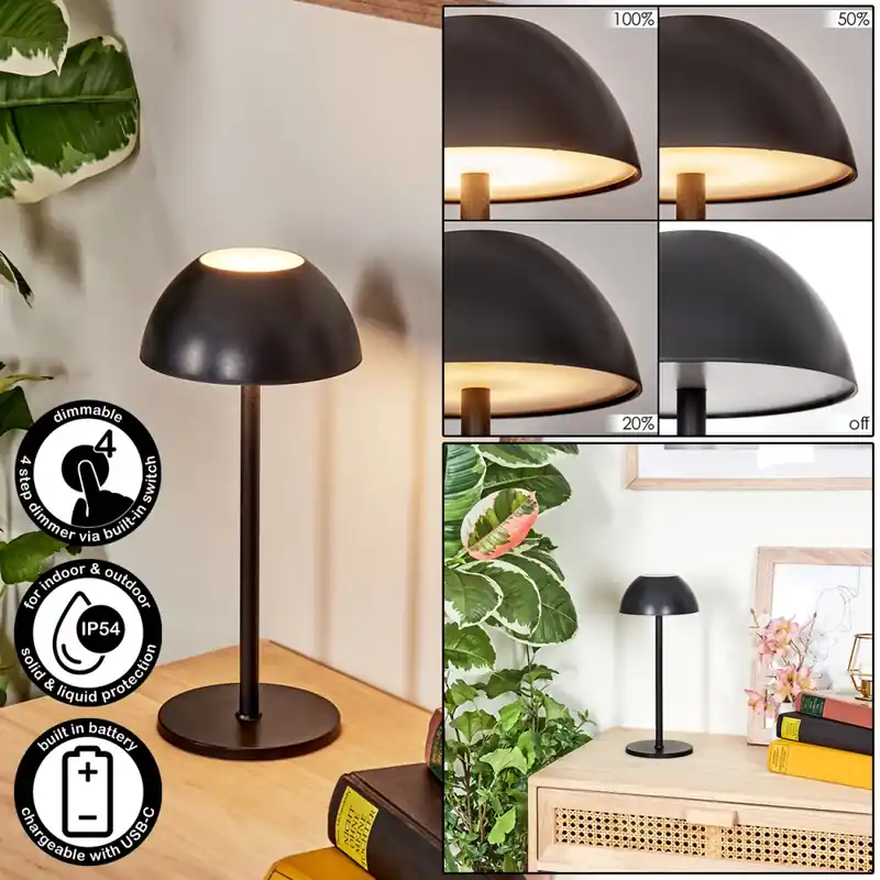 Origineel Laken Buiten tafellamp, Badkamerlamp, Tafellamp LED Zwart, 1-licht