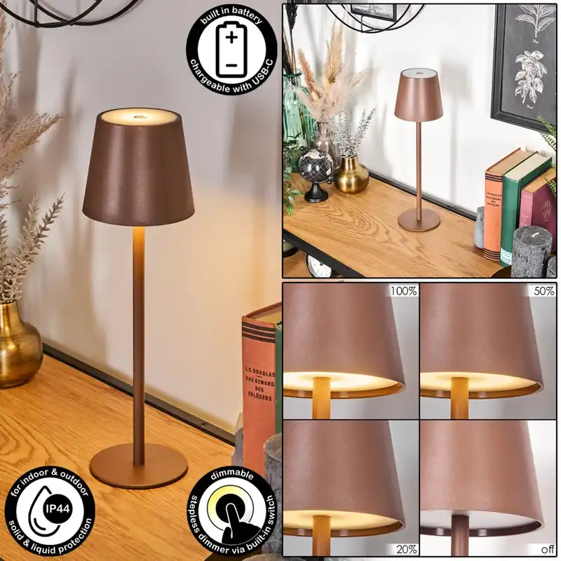 Vannie Buiten tafellamp, Tafellamp LED Bruin, 1-licht Bulkbestelling