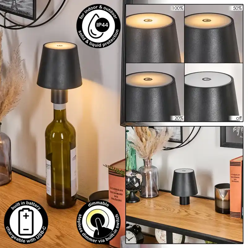 Salgadinho Buiten tafellamp, Tafellamp LED Zwart, 1-licht Bulkbestelling