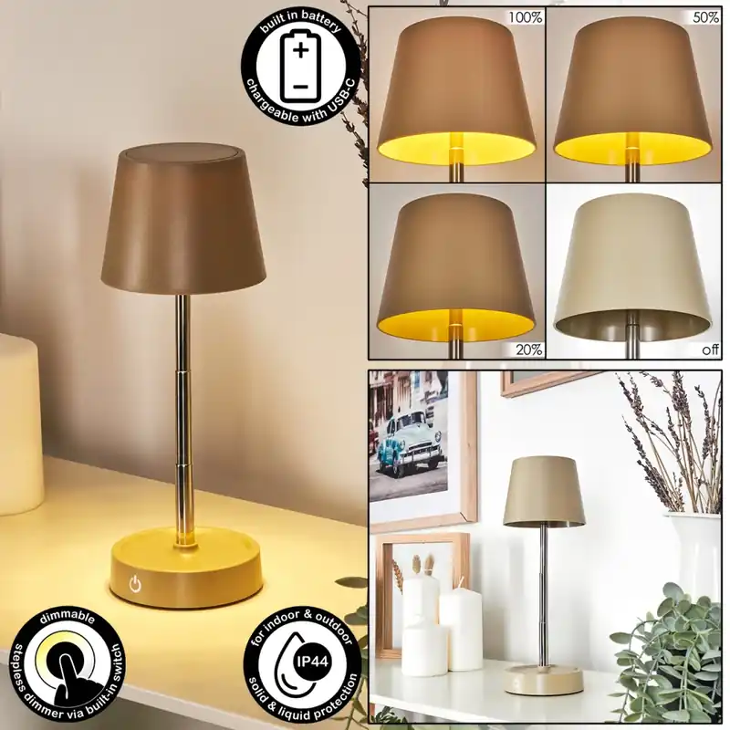 Amien Buiten tafellamp, Tafellamp LED Zandkleurig, Zilver, 1-licht Aanbieding