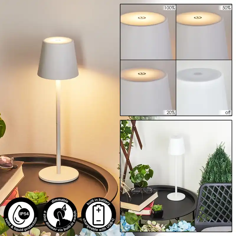 Direct Beschikbaar Allen Tafellamp voor buiten LED Wit, 1-licht