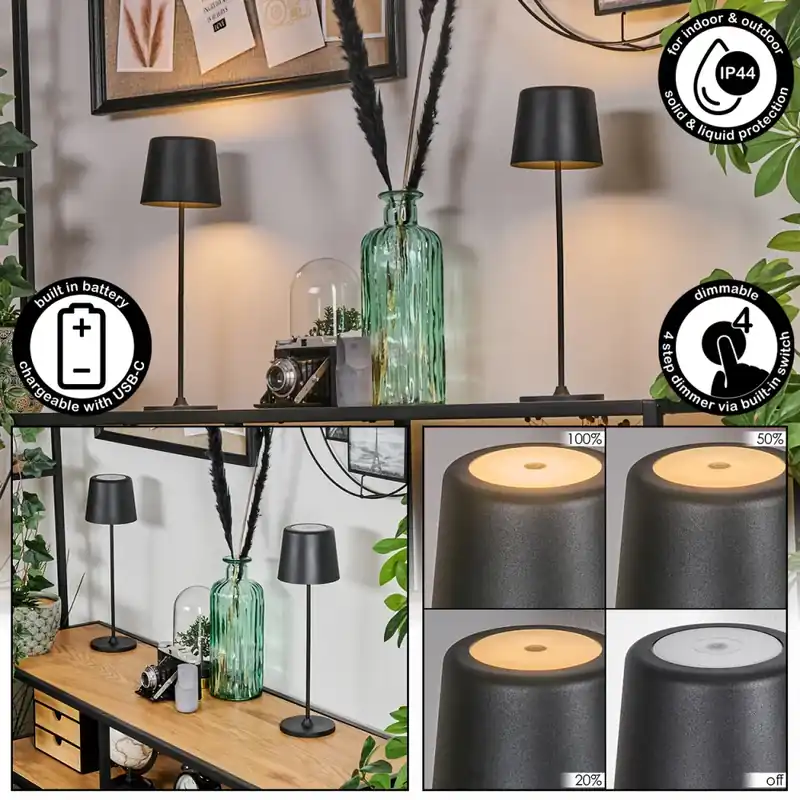 Belece Buiten tafellamp, Tafellamp LED Zwart, 1-licht Gratis Verzending