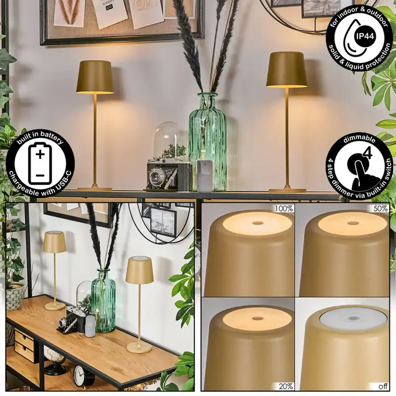Luxe Belece Buiten tafellamp, Tafellamp LED Beige, 1-licht