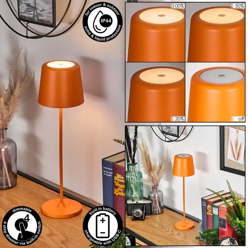 Luxe Belece Buiten tafellamp, Tafellamp LED Oranje, 1-licht