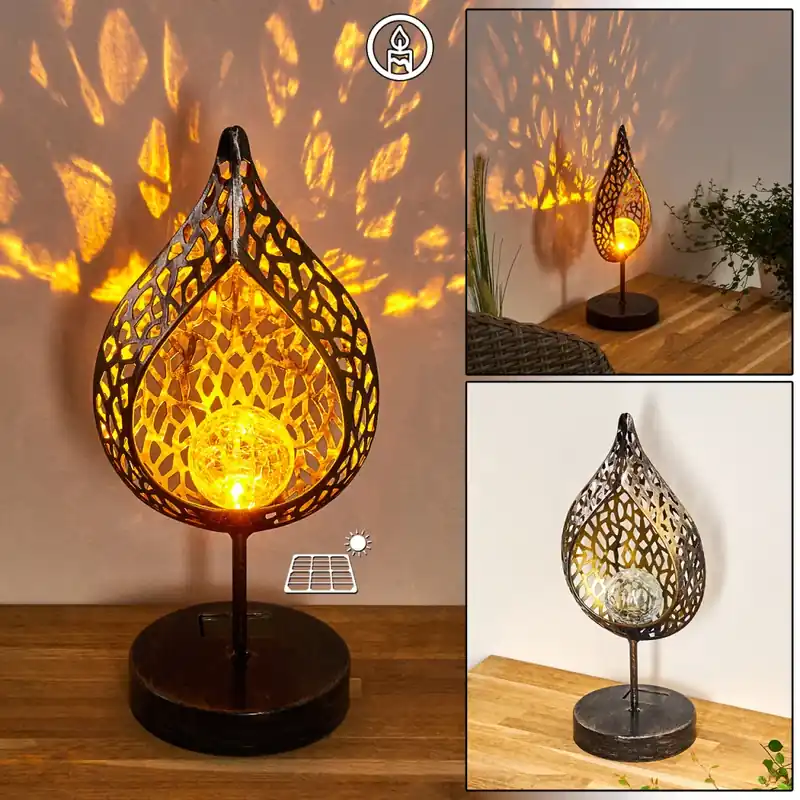 Handgemaakt Protaras Solarlamp LED Zwart-Goud, 1-licht