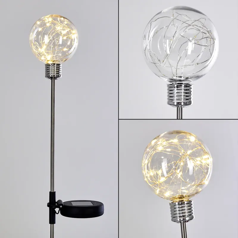 Hilda Solarlamp LED Chroom, Transparant, Helder, 20-lichts Betrouwbaar