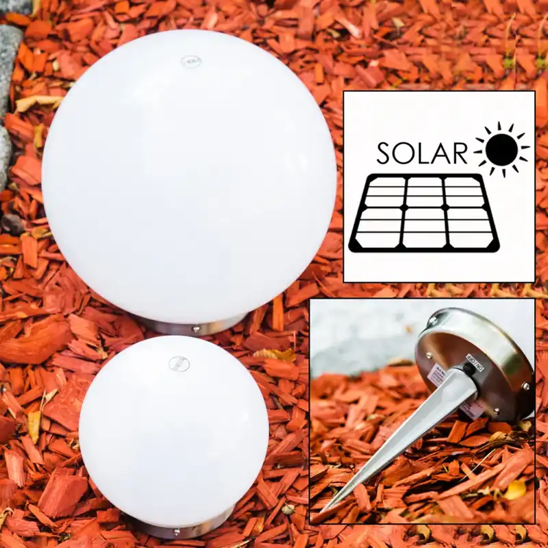 Kogellamp set solar LED roestvrij staal, 2-lichts Tijdelijk Beschikbaar