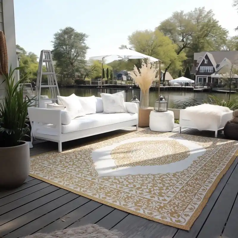 Nieuw Elle Decoration - Binnen & Buitenkleed - Omkeerbaar - Meekly - Okergeel