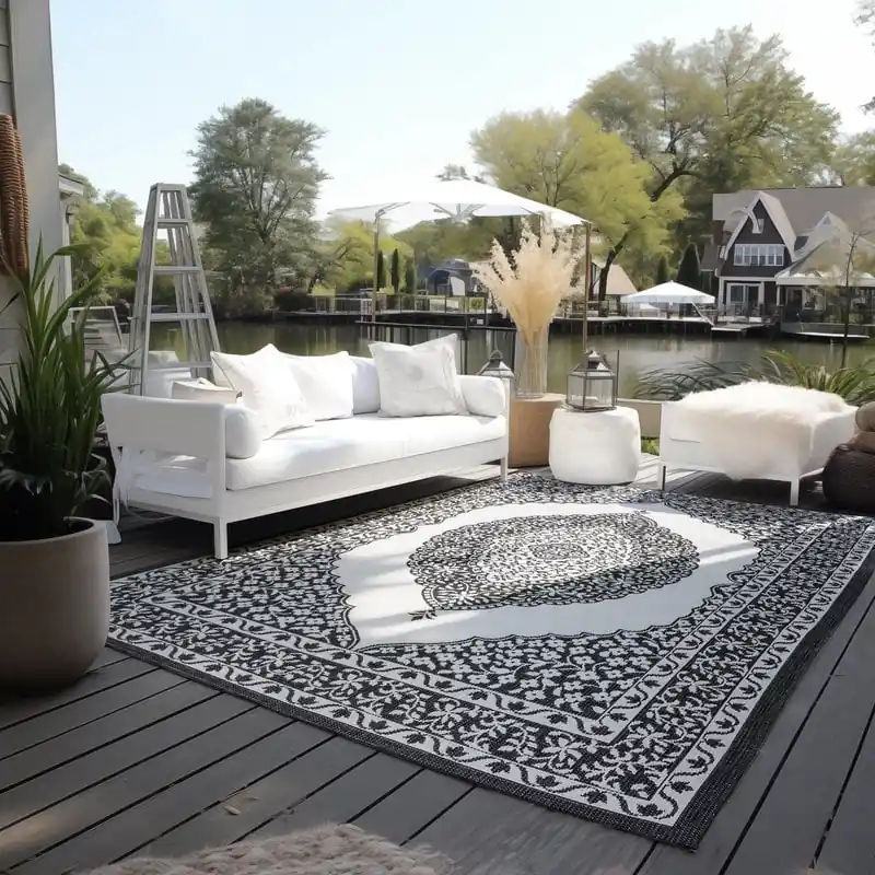Beste Prijs Elle Decoration - Binnen & Buitenkleed - Omkeerbaar - Meekly - Zwart