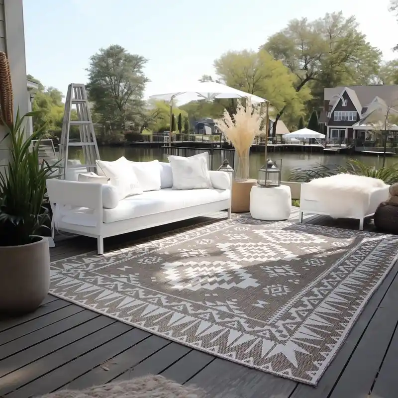 Elle Decoration - Binnen & Buitenkleed - Omkeerbaar - Gemini - Linen / Beige Uitverkoop
