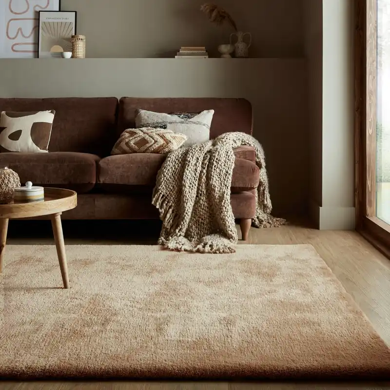 Origineel Hoogpolig vloerkleed Faroe Wol Look - Fluffy - Naturel / Beige