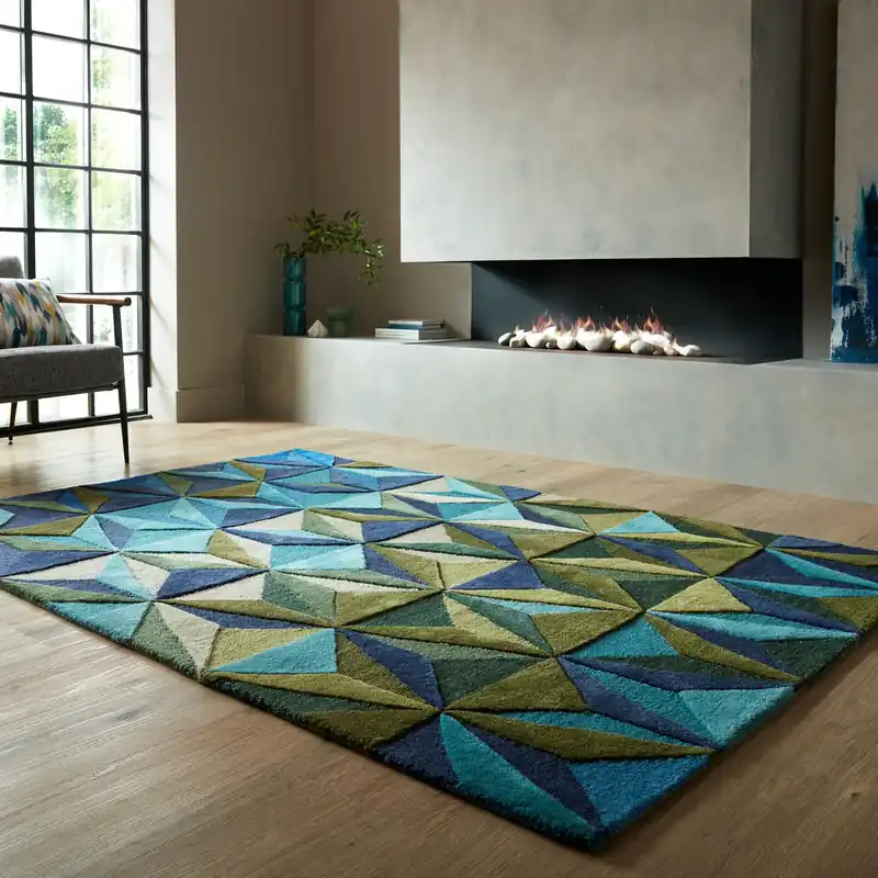 Reverie vloerkleed - Laagpolig - 100% Wol Modern - Blauw Hete Deal