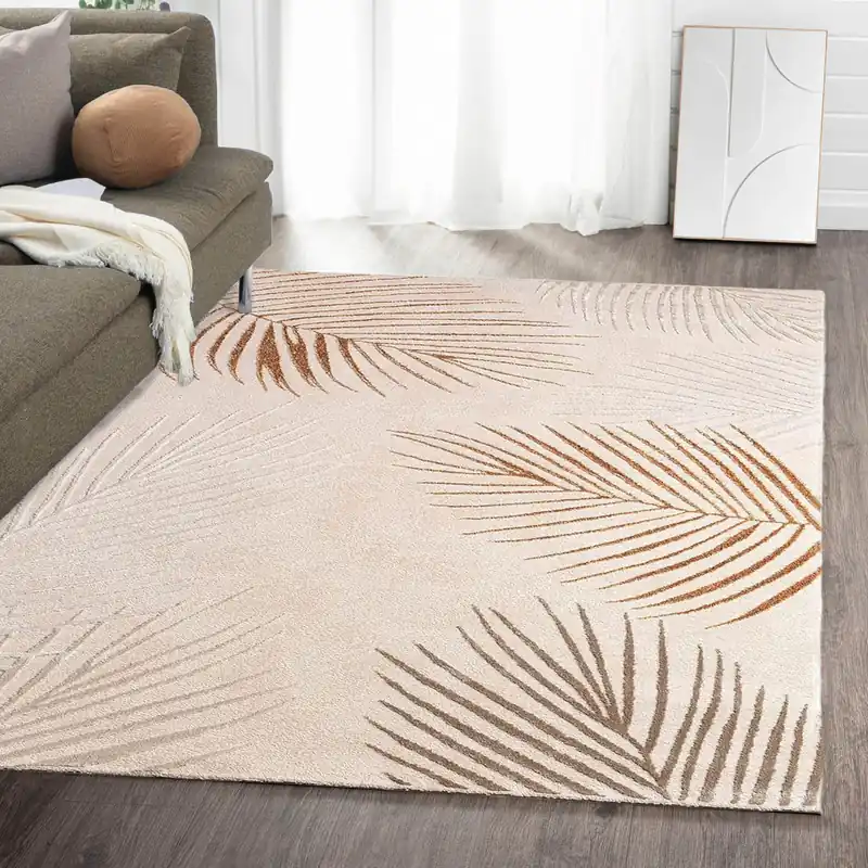 Must-Have Modern vloerkleed – Evora Leaves Beige/Multi