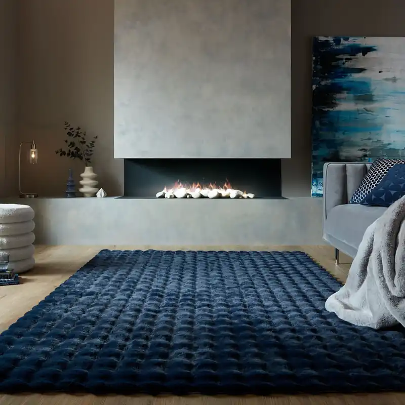 Bestseller Hoogpolig Vloerkleed - Waffle - Navy Blauw