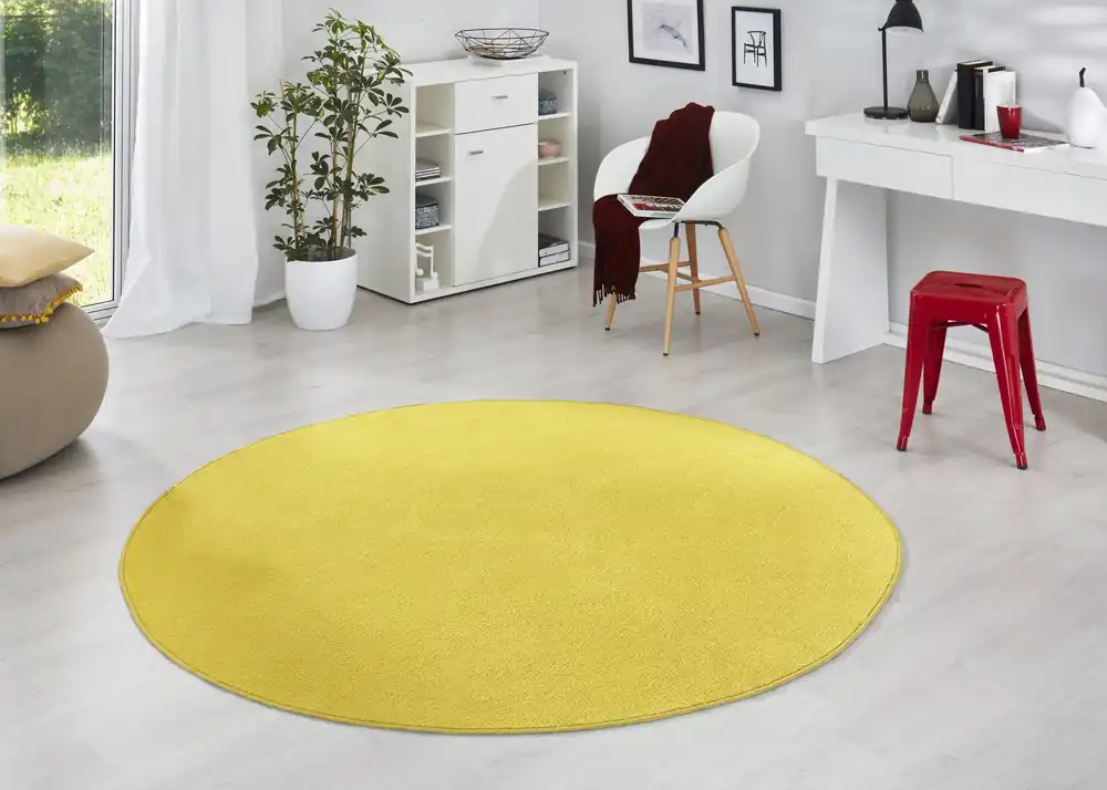 Rond effen vloerkleed - Fancy Geel Nu Kopen