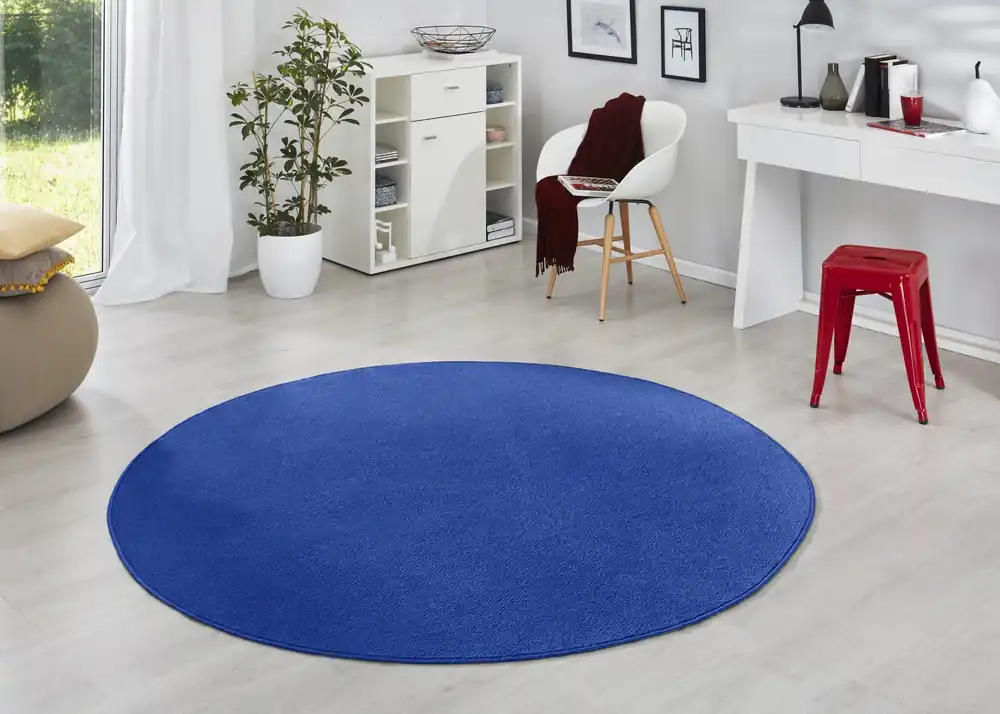 Rond effen vloerkleed - Fancy Blauw Geld-Terug-Garantie