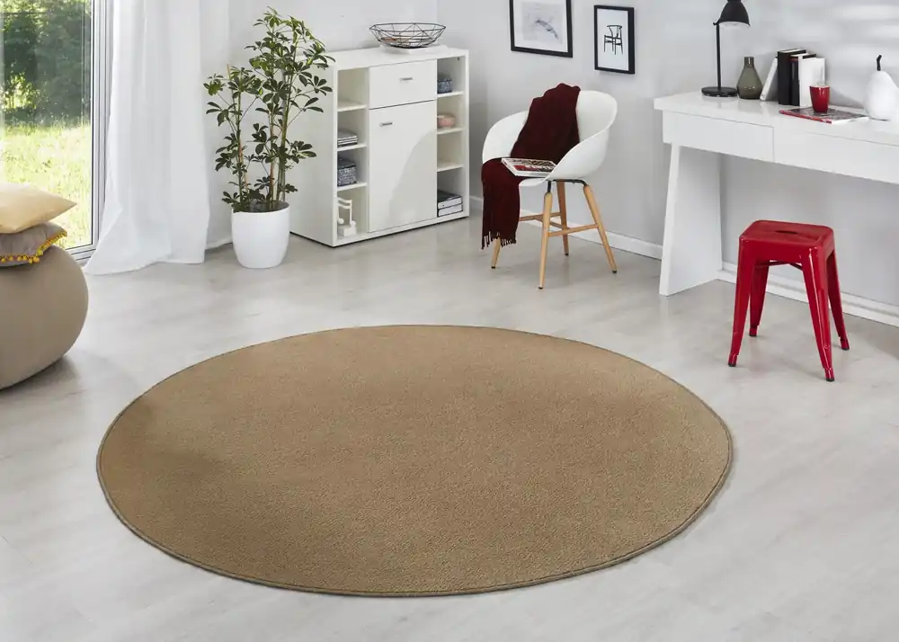 Betrouwbaar Rond effen vloerkleed - Fancy Bruin
