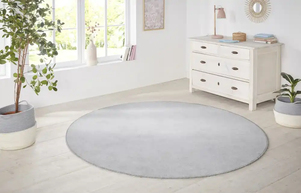 Rond effen vloerkleed - Nasty Grijs Koopje