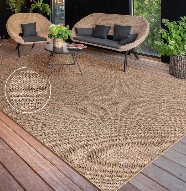 Merkproduct Jute buitenkleed - Aamber Naturel/Zwart