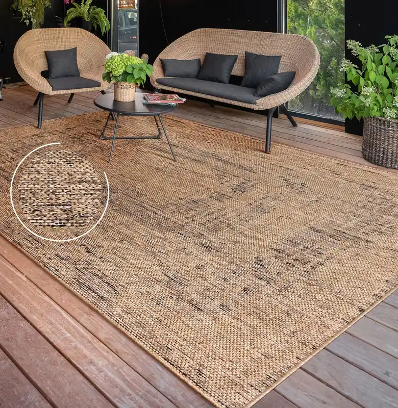 Jute buitenkleed - Aamber Frame Naturel/Zwart Superprijs