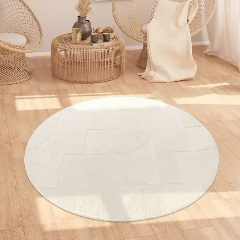 Beste Prijs Laagpolig Japandi Vloerkleed Tokyo - Creme