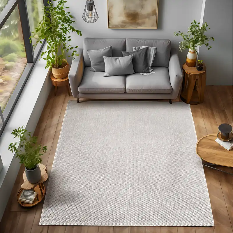 Laagpolig vloerkleed - Gevlochten - Handgeweven Look - Creme Shop Nu