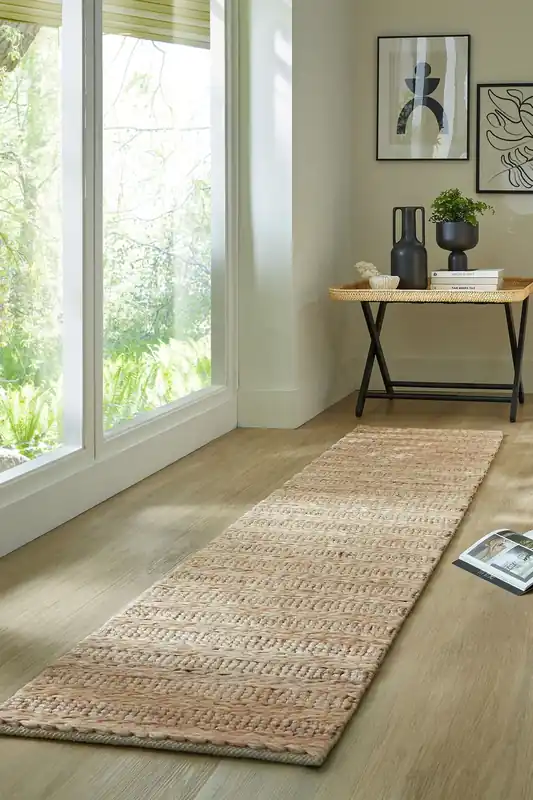 Koop Online Loper Laagpolig vloerkleed Drew Braid Kader - Handgeweven - Naturel