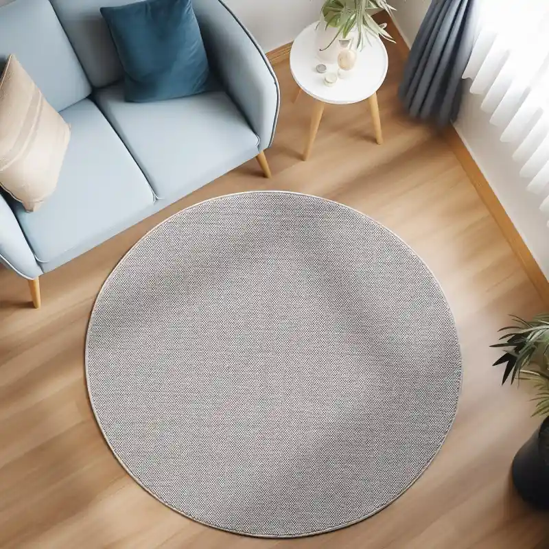Korting Rond Laagpolig vloerkleed - Gevlochten - Handgeweven Look - Zilver