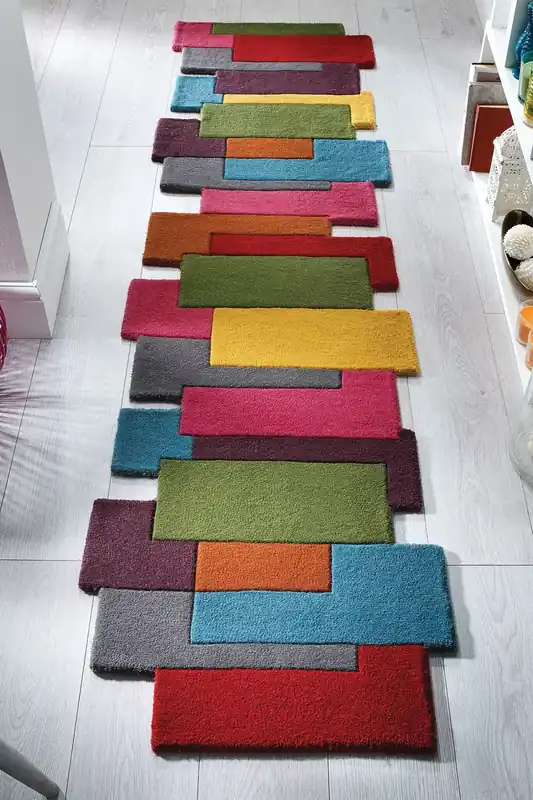 Beperkt Aanbod Loper Abstract Modern Stracto Collage - Organische Vorm - Multi 60X230 Cm