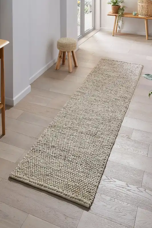 Loper - Minerals Uni Modern Laagpolig - Wol - Bolletjes - Naturel / Beige 60X230 Cm Tijdelijk Beschikbaar