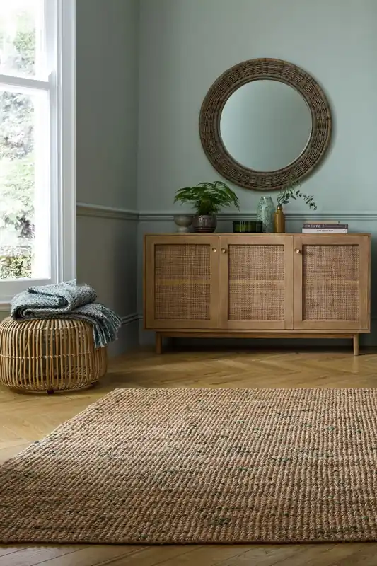 Garantie Inbegrepen Jute vloerkleed - Boucle Naturel/Groen