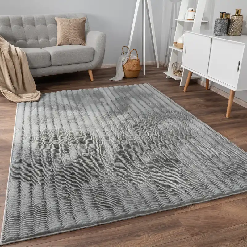 Nieuw Zacht fluffy vloerkleed - Arinzo Stripes Grijs