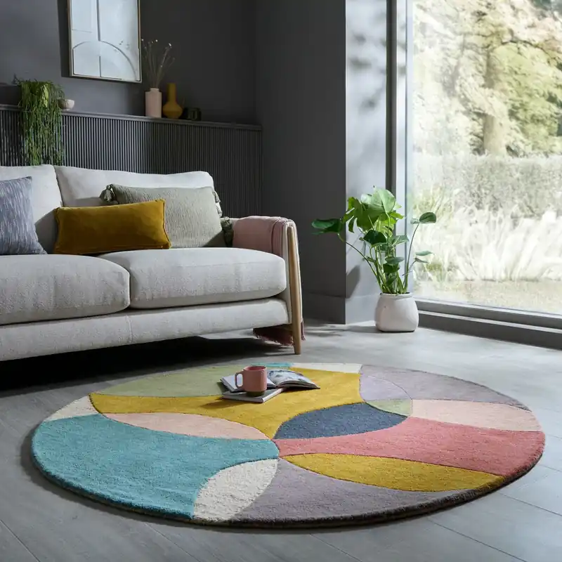Op = Op Rond wollen vloerkleed – Rado Glow Multicolor